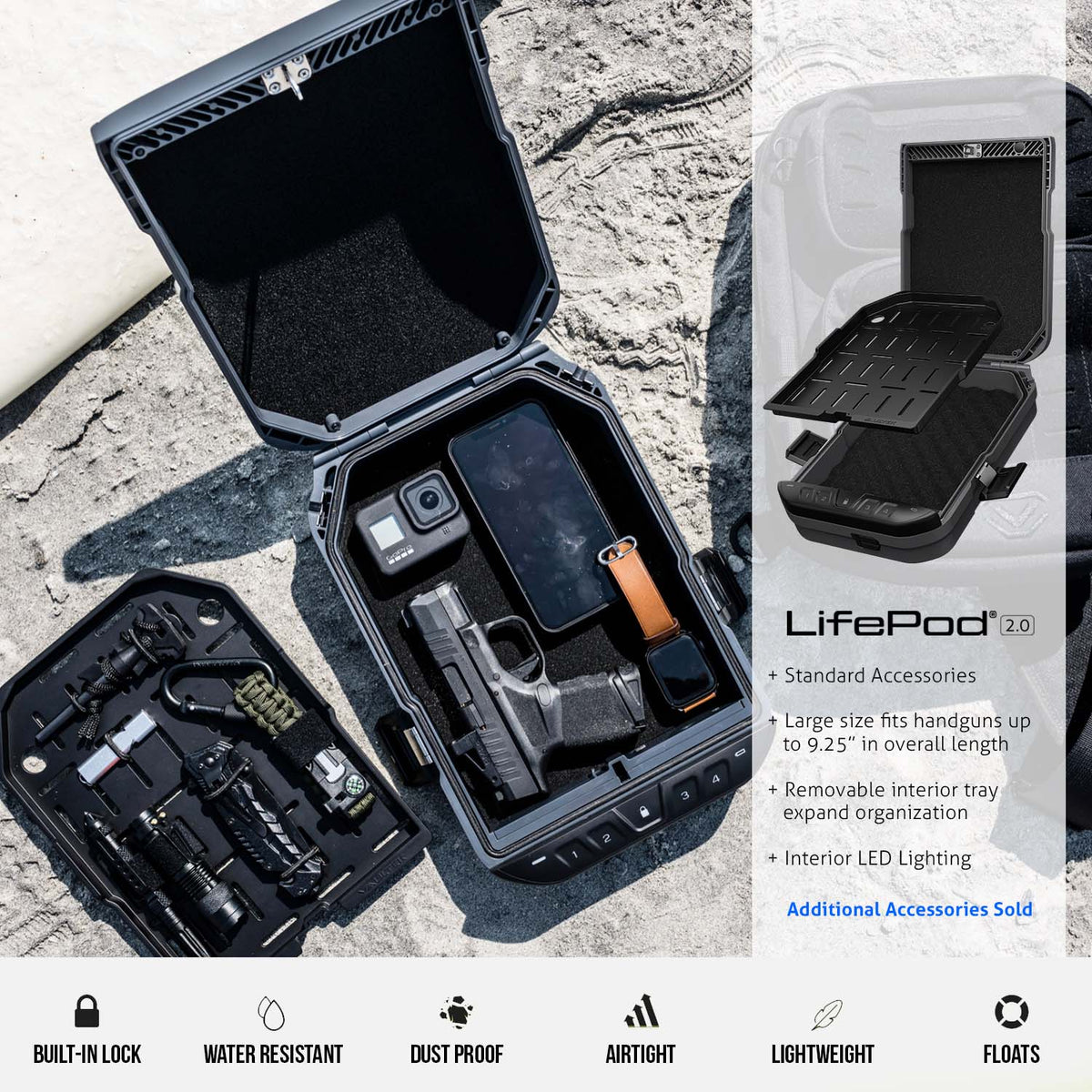 Vaultek - LifePod 2.0 Full-Size Secure Weather Resistant Keypad Gun Safe with Built-in Lock System
