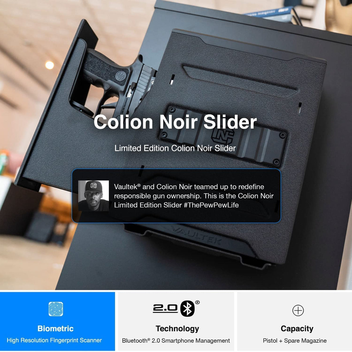 Vaultek Colion Noir Edition Biometric and Bluetooth 2.0 Slider Safe