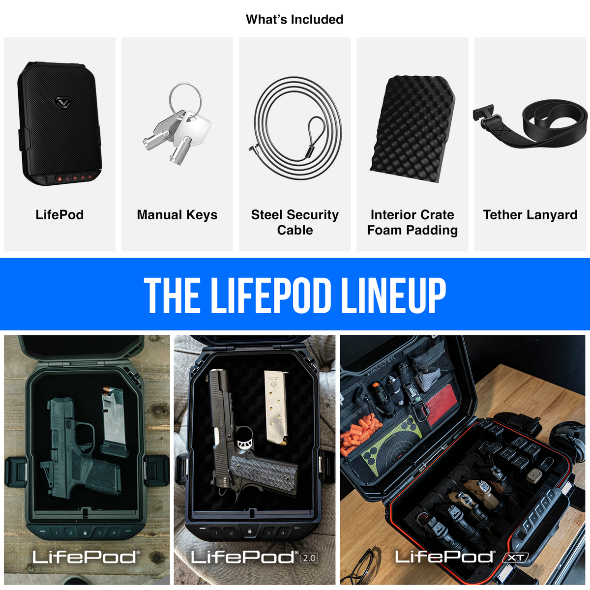 Vaultek - lifepod 1.0 secure weather resistant biometric and keypad gun safe with built-in lock system - features - MODLOCK